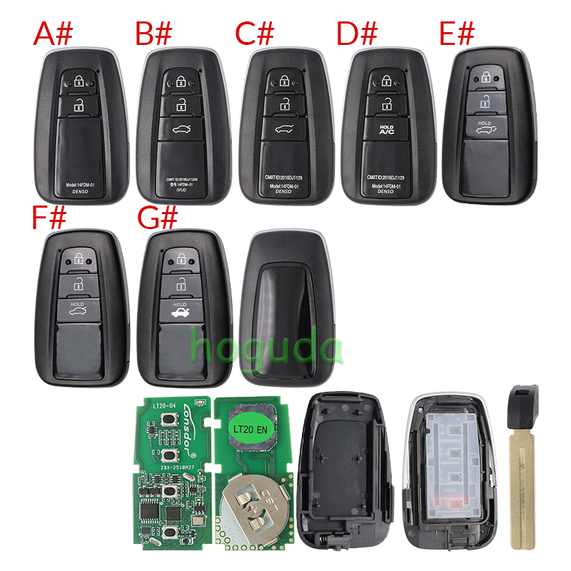 Lonsdor LT20-04 Smart Key with key shell 8A+4D Adjustable Frequency For Toyota &amp; Lexus 0010 0020 7930 2110 Support K518 &amp; K518ISE &amp; KH100+