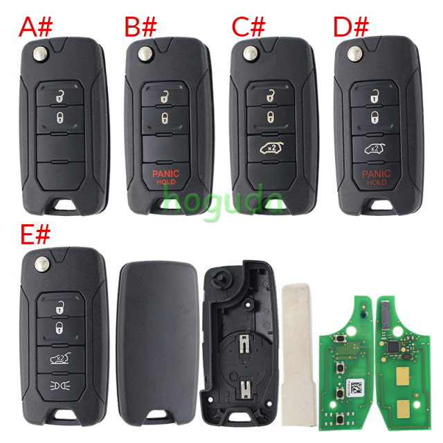 For Original Chrysler/Jeep 4 button flip remote key 434mhz with Megamos 48 AES chip with original PCB