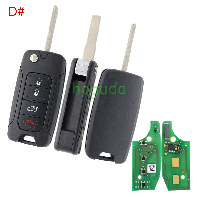 For Original Chrysler/Jeep 4 button flip remote key 434mhz with Megamos 48 AES chip with original PCB