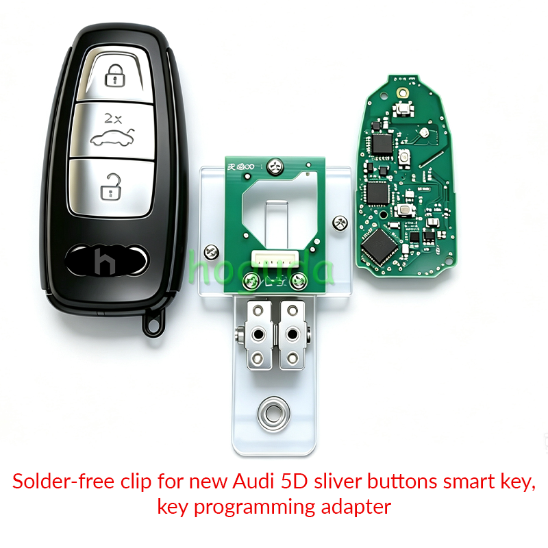 Solder-free clip for new Audi 5D sliver buttons smart key,key programming adapter（not include the key）