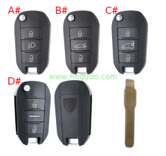 For Peugeot 3 button remote  Key Shell with blade EU version