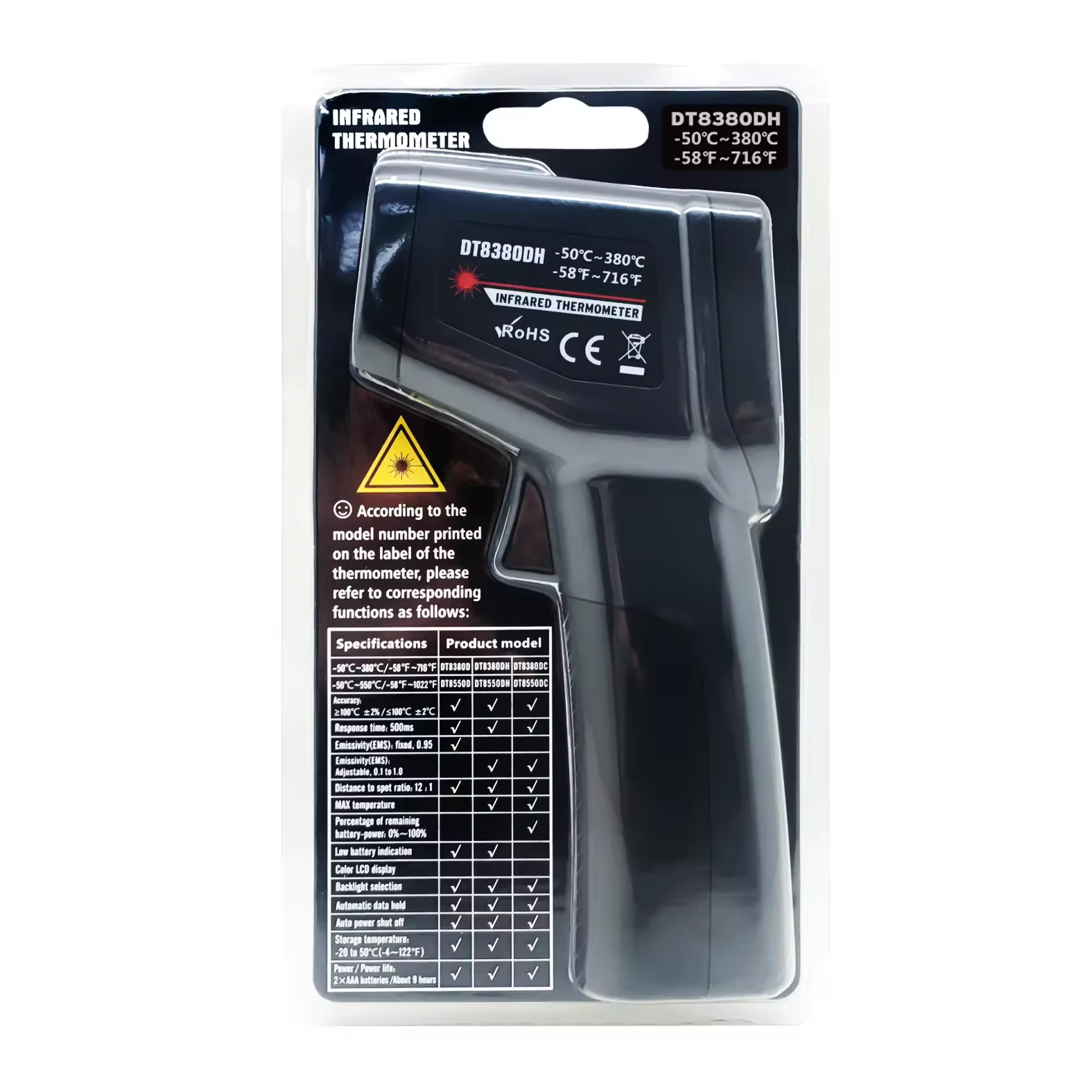 DT8380DH&DT8550DH -50℃ to 380℃ / 550℃ Infrared Thermometer
