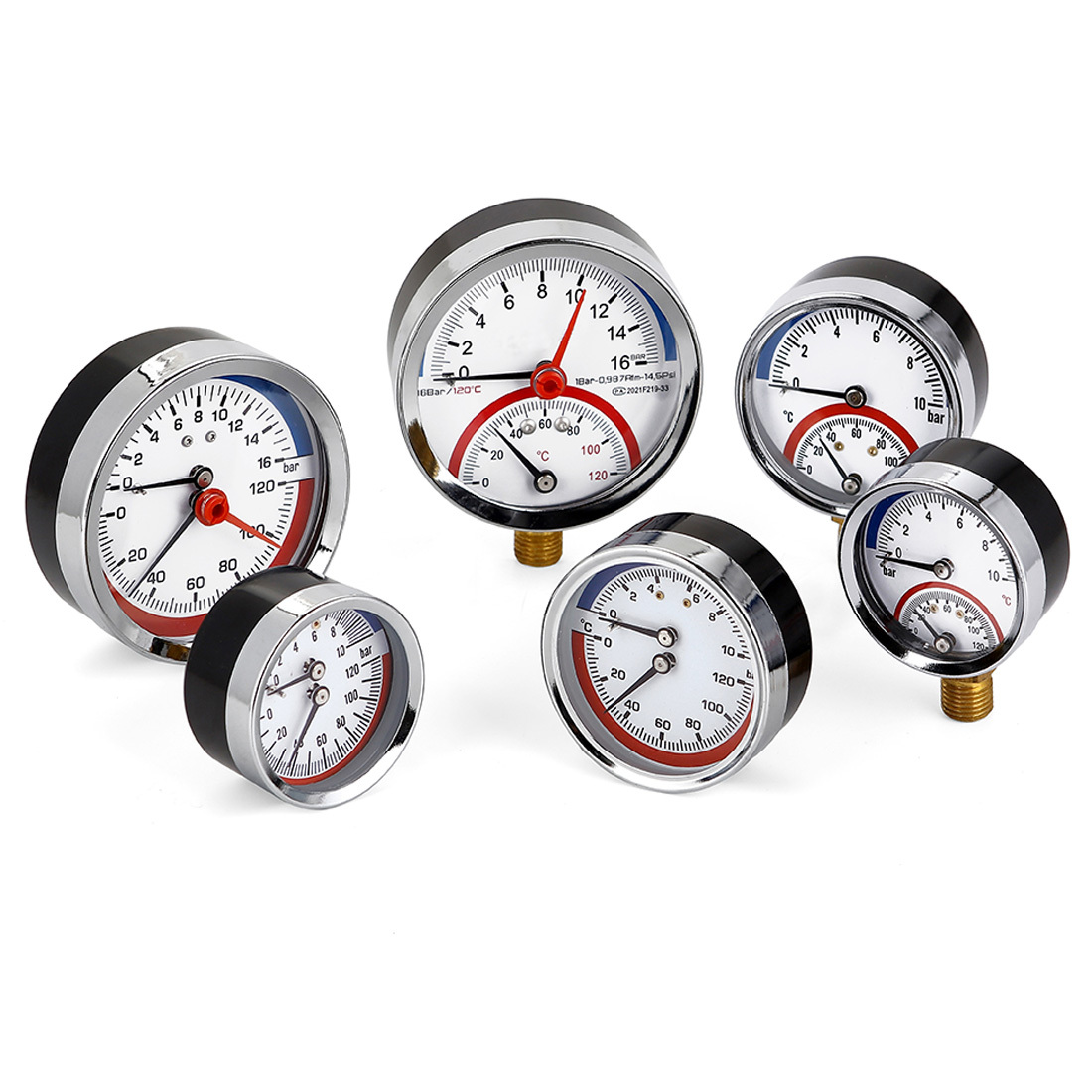 Temperature Pressure and Pressure Gauge Combined Thermo Manometer