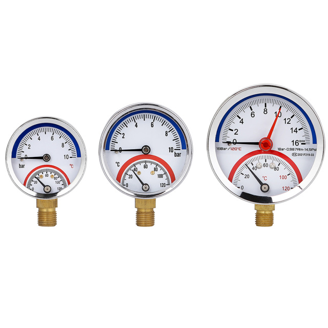Temperature Pressure and Pressure Gauge Combined Thermo Manometer