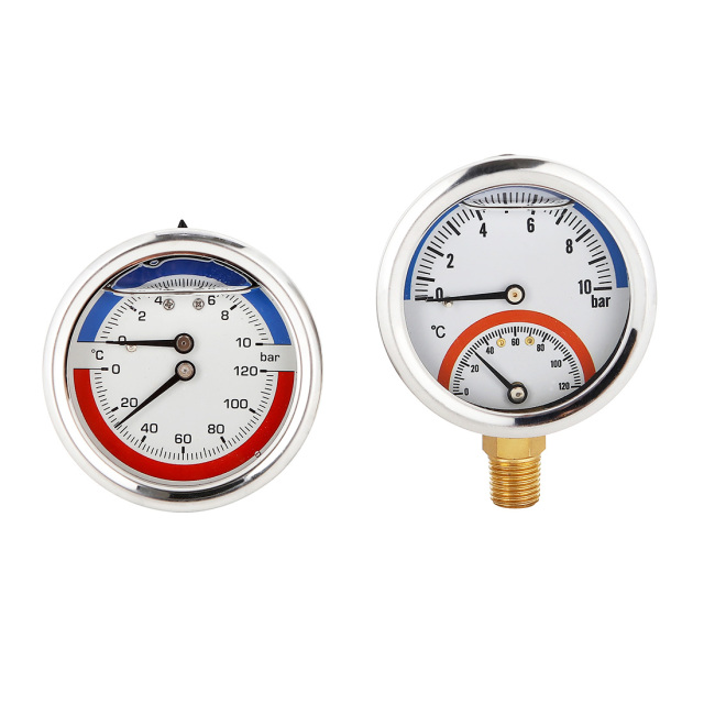 Temperature Pressure and Pressure Gauge Combined Thermo Manometer