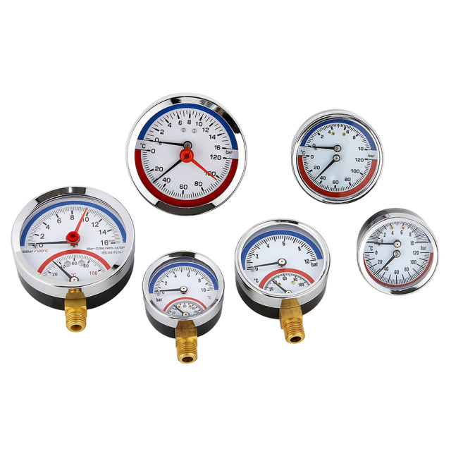 Temperature Pressure and Pressure Gauge Combined Thermo Manometer