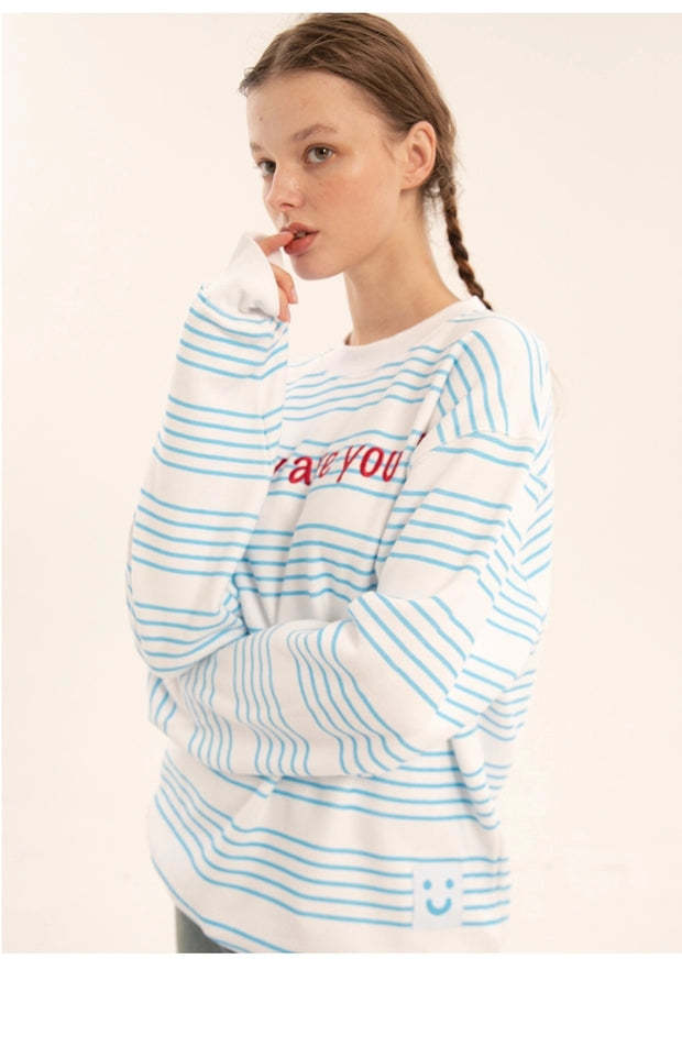 Heart Beckon Embroidered Cotton Sweatshirt 603016 lover hoodie