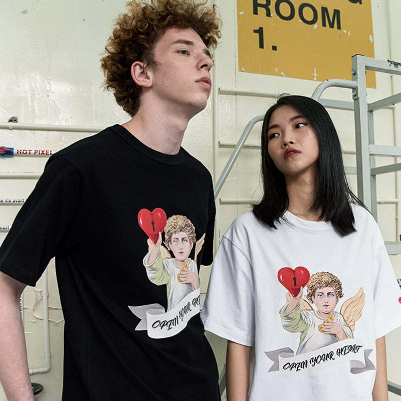 Heart Beckon Paint cotton T-shirt 603027