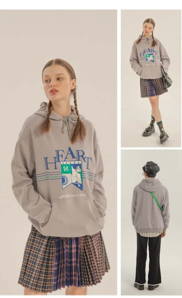 Heart Beckon Embroidered Cotton Sweatshirt 603006