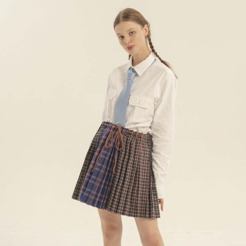 Heart Beckon cotton plaid Mini shirt 603035