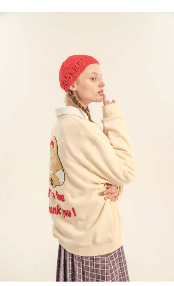 Heart Beckon Embroidered Cotton Sweatshirt 603005