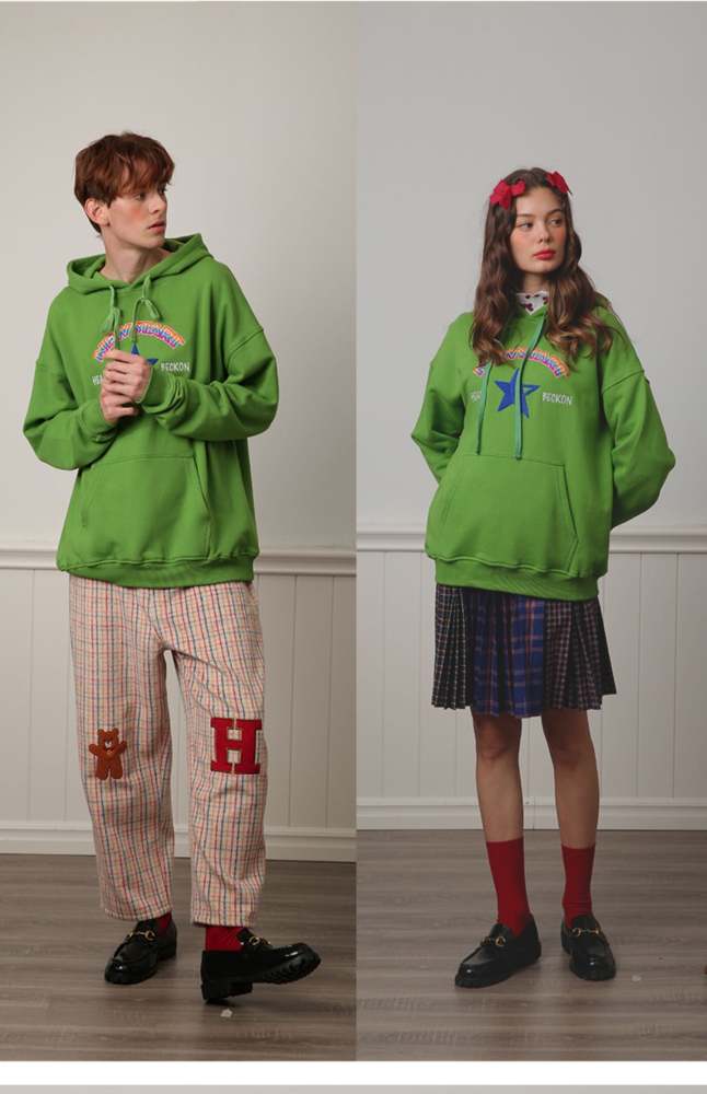 Heart Beckon Embroidered Cotton Sweatshirt 603014 men hoodie