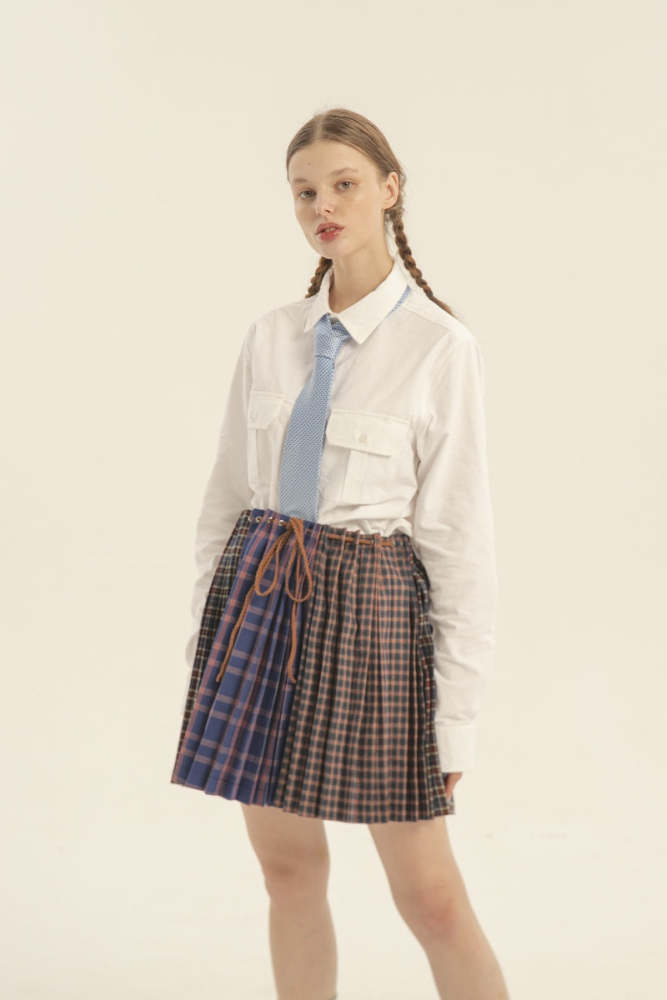 Heart Beckon cotton plaid Mini shirt 603035