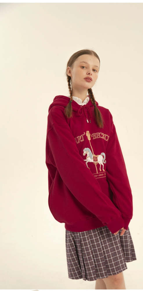 Heart Beckon Embroidered Cotton Sweatshirt 603003 women hoodie
