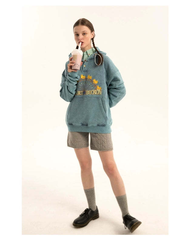 Heart Beckon Embroidered Cotton Sweatshirt 603004