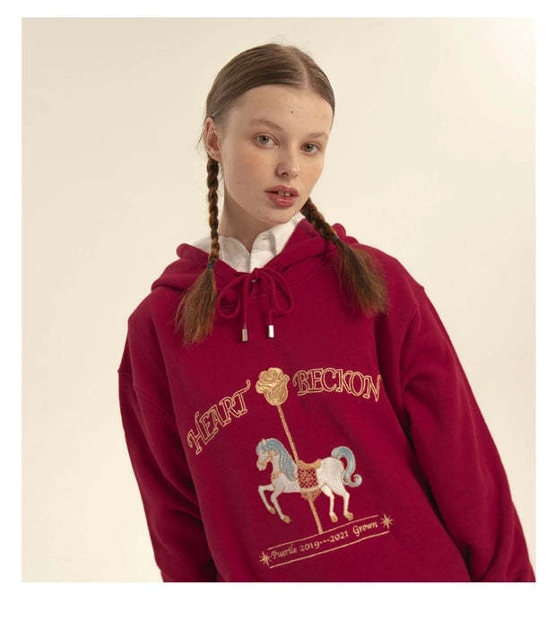 Heart Beckon Embroidered Cotton Sweatshirt 603003 women hoodie