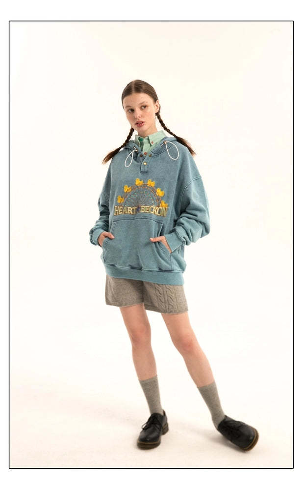 Heart Beckon Embroidered Cotton Sweatshirt 603004