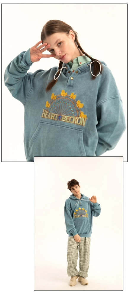 Heart Beckon Embroidered Cotton Sweatshirt 603004