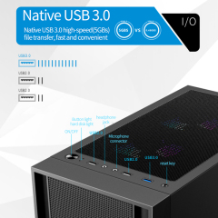 Hot Selling Full Tower ATX Case PC Gaming Computer with Aluminum Material and Low MOQ Factory Price