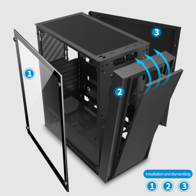 Hot Selling Full Tower ATX Case PC Gaming Computer with Aluminum Material and Low MOQ Factory Price