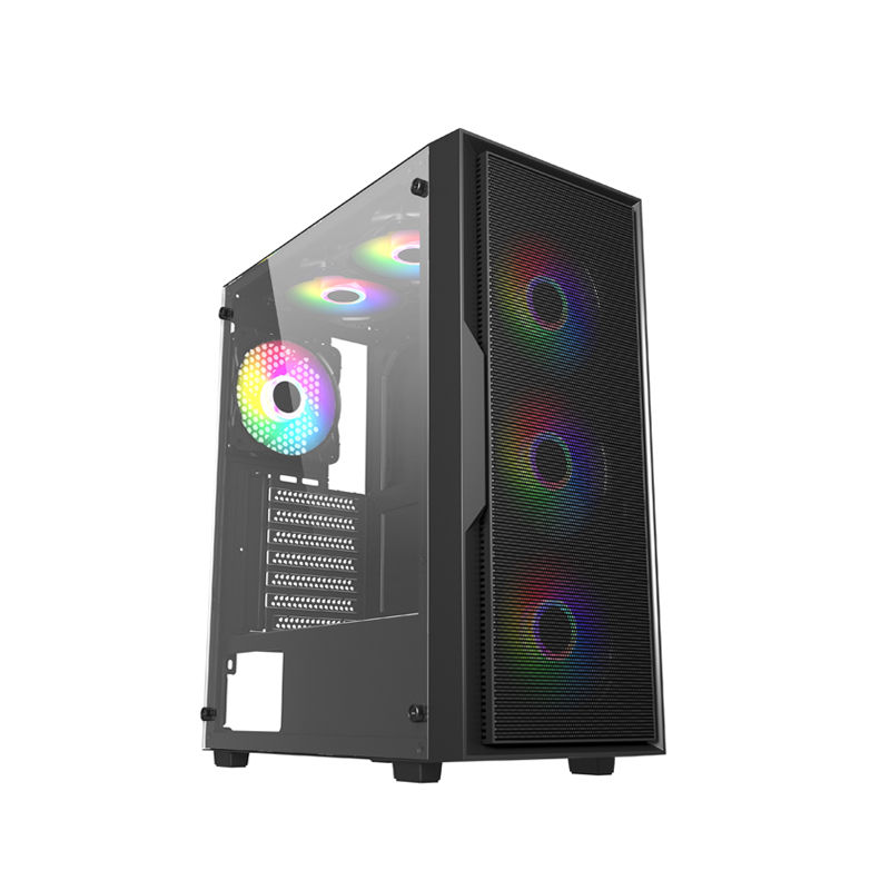 black desktop Micro ATX ITX MATX full mid tower cases Gamer gaming computer pc case & towers with rgb fan
