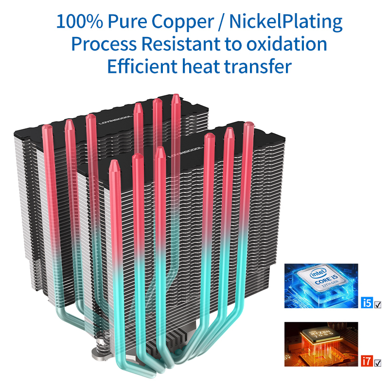 Double Tower CPU Air Cooler with 6 Heat Pipes Aluminum Cooper Heatsink PC Radiator for Intel/AMD for Computer Case
