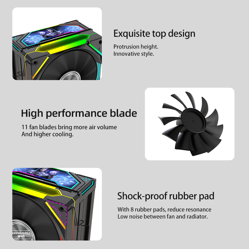 Hot Sales 4 Heat Pipes ARGB 120mm CPU Cooler 4 Pin PWM CPU Air Cooling Fan Cheap Cooler Intel AMD