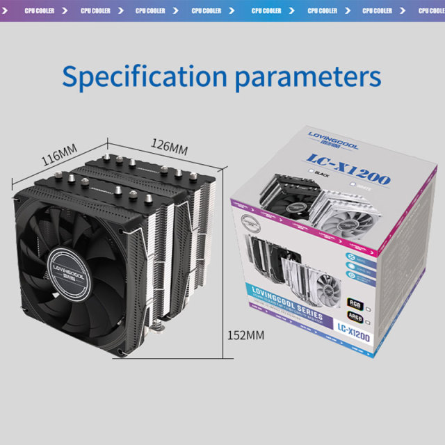 2-Fan 6-Heat Pipe Double Tower CPU Cooler Air Heatsink PC Radiator with Fluid Bearing for Intel LGA 2011 X79 X99 AMD Computer