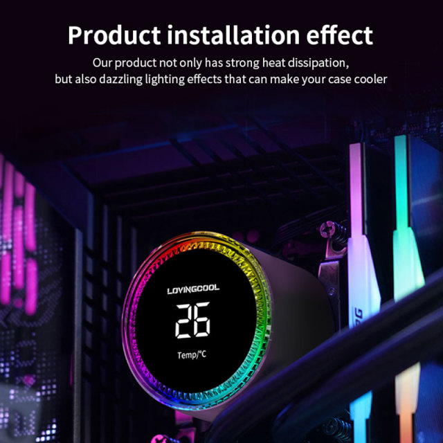 360MM High Quality Computer Cooling System Liquid Cooler PC Radiator AIO CPU Cooler with Real Time TEMP Display