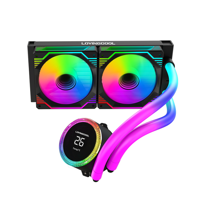 240mm RGB Liquid CPU Cooler with Copper Heatsink Temperature Display Screen LCD 12V Rated Air Type Water Cooling