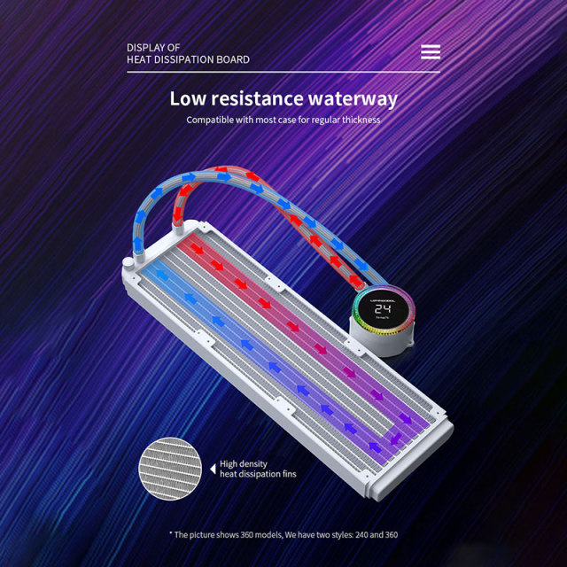 360MM High Quality Computer Cooling System Liquid Cooler PC Radiator AIO CPU Cooler with Real Time TEMP Display