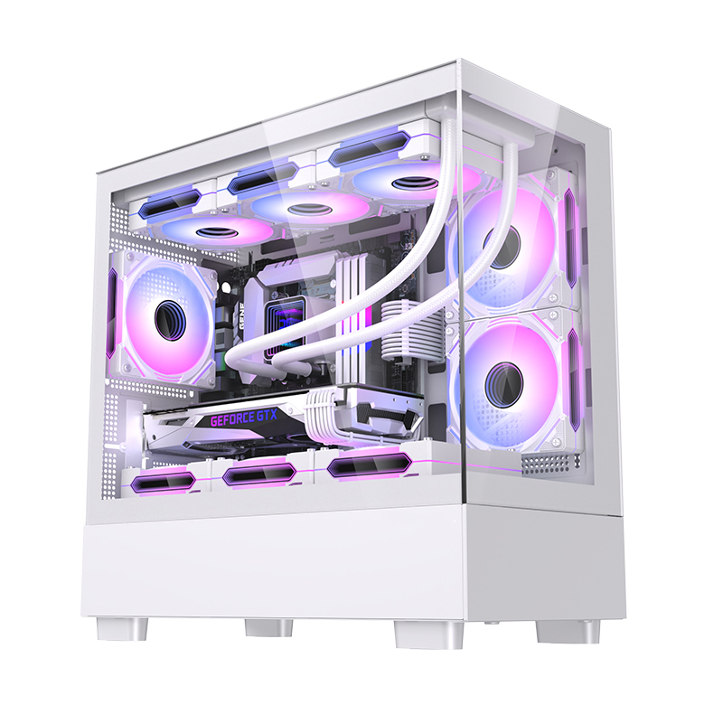 Factory Popular White Gaming Case Window Side Panel Tempering Glass Mid Tower Gamer Computer MATX PC Cabinet Case