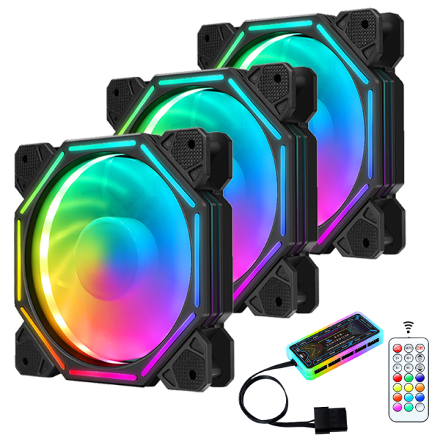 New Design Hot Selling PC RGB Fan for Gaming Case Pc Computer Fan RGB 6 Pin 120mm Cooling Fans 12CM Air Cooler