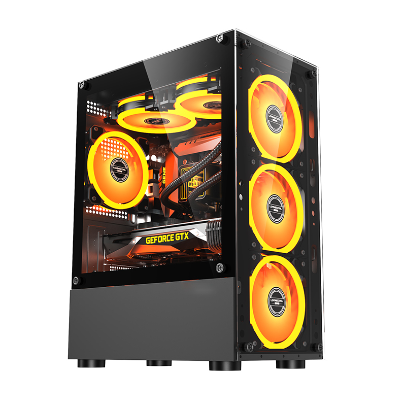 New Design PC Case Mesh Cooling CPU Cabinet Mid Tower ATX Glass Case PC Gaming Computer Desktop Cases & Towers