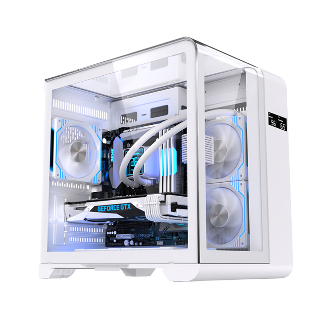 Custom Gaming PC Computer Case Bag Tempered Glass Mid Tower MATX Desktop PC Game Case with LCD Temperature Display