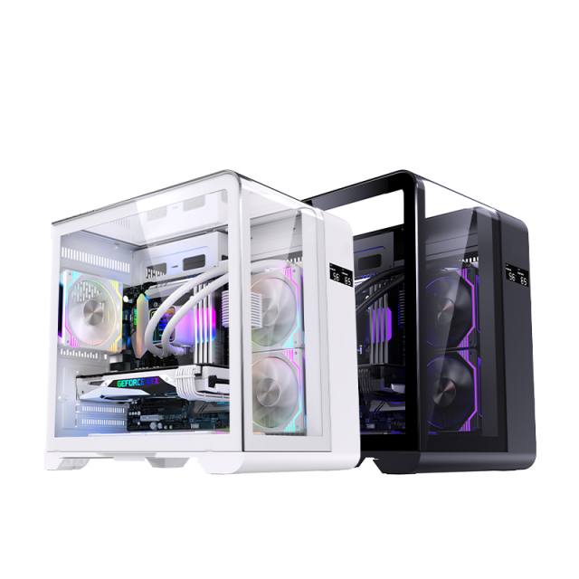 Custom Gaming PC Computer Case Bag Tempered Glass Mid Tower MATX Desktop PC Game Case with LCD Temperature Display