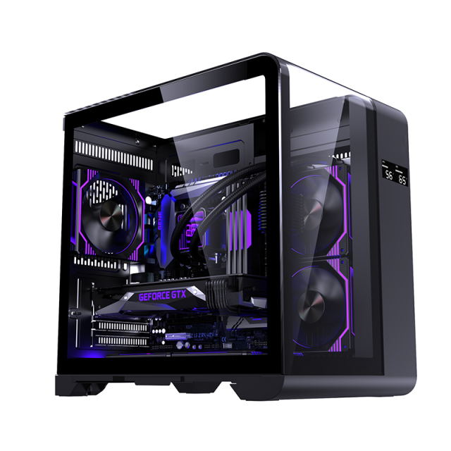 Custom Gaming PC Computer Case Bag Tempered Glass Mid Tower MATX Desktop PC Game Case with LCD Temperature Display