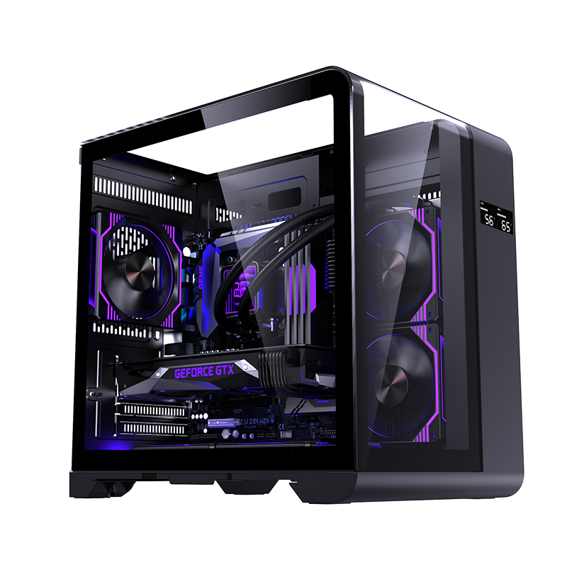 Custom Gaming PC Computer Case Bag Tempered Glass Mid Tower MATX Desktop PC Game Case with LCD Temperature Display