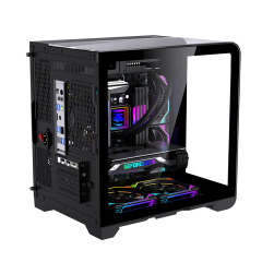 Custom Gaming PC Computer Case Bag Tempered Glass Mid Tower MATX Desktop PC Game Case with LCD Temperature Display