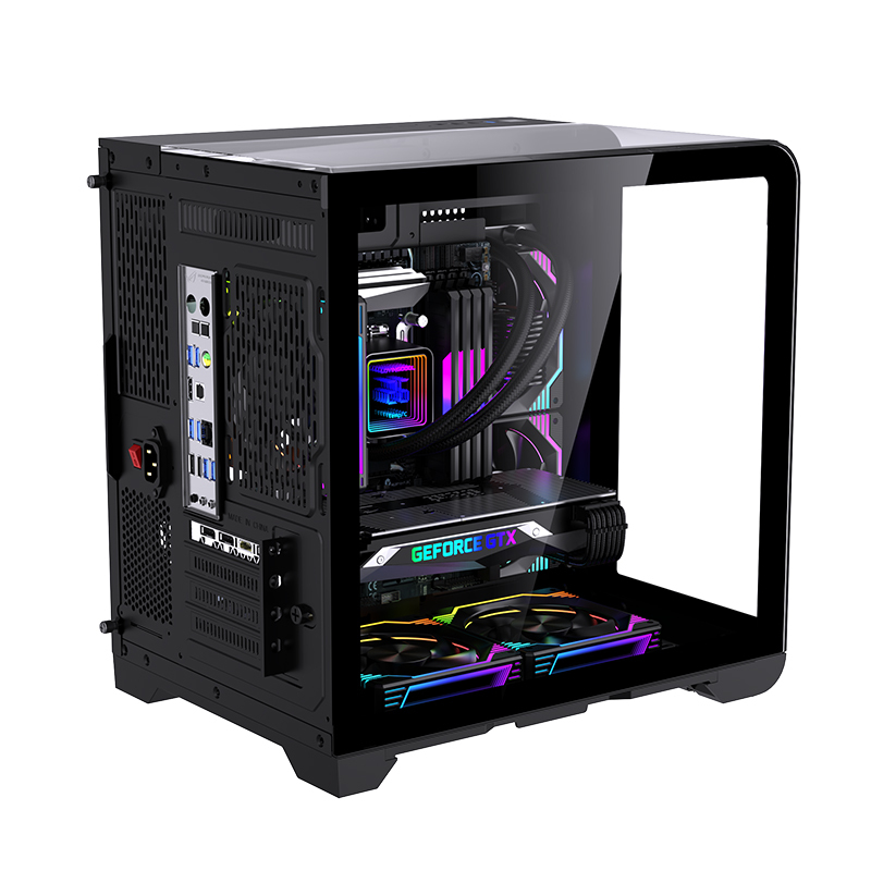 Custom Gaming PC Computer Case Bag Tempered Glass Mid Tower MATX Desktop PC Game Case with LCD Temperature Display