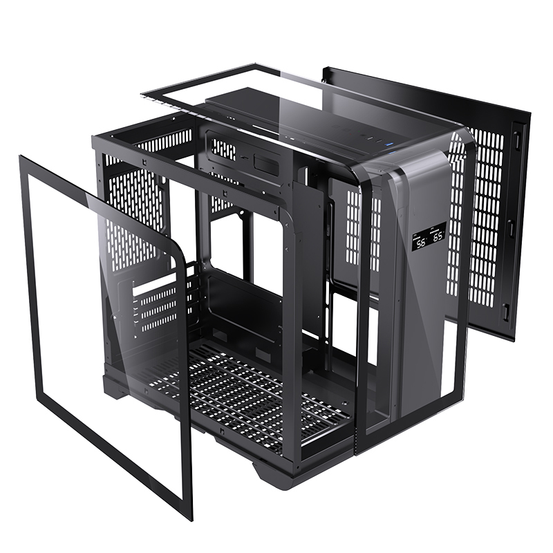 Custom Gaming PC Computer Case Bag Tempered Glass Mid Tower MATX Desktop PC Game Case with LCD Temperature Display