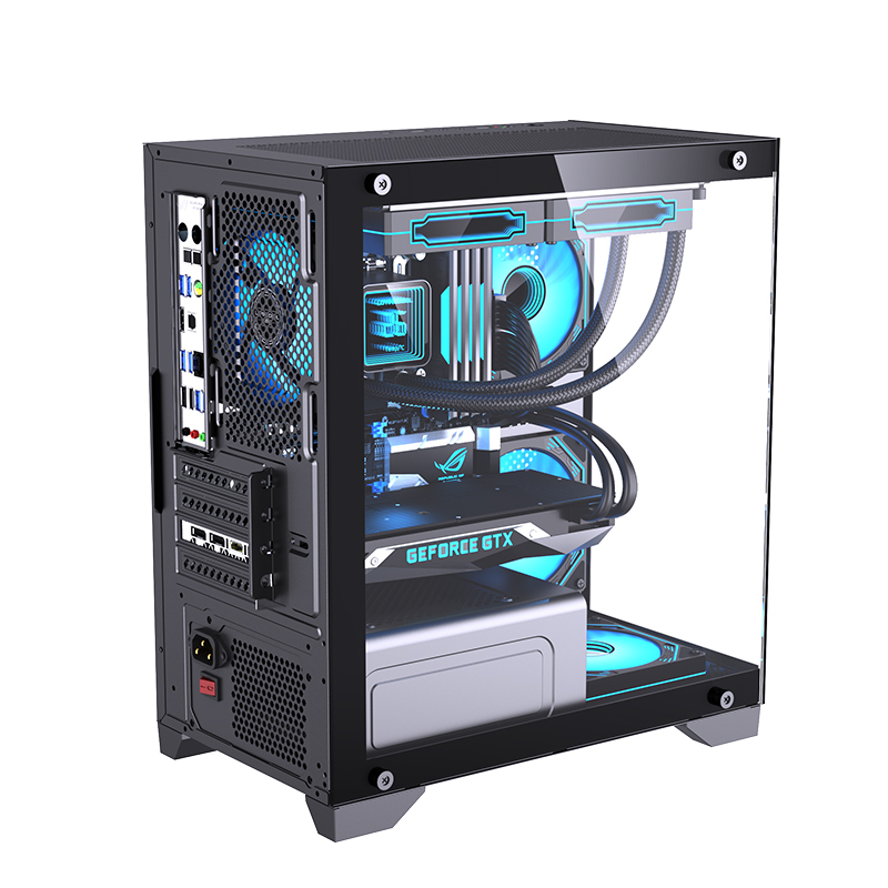 OEM Custom Logo Gaming PC Case RGB Cooler CPU Cabinet Mid Tower MATX ITX Computer Desktop Chassis with PC Fans