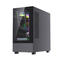 Factory Custom Logo PC Case Gaming Computer Tempered Glass M-ATX Tower PC Case For Desktop with 120mm RGB Fans