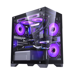 OEM Custom Logo Gaming PC Case RGB Cooler CPU Cabinet Mid Tower MATX ITX Computer Desktop Chassis with PC Fans