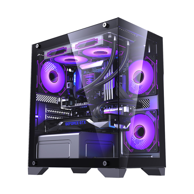 OEM Custom Logo Gaming PC Case RGB Cooler CPU Cabinet Mid Tower MATX ITX Computer Desktop Chassis with PC Fans