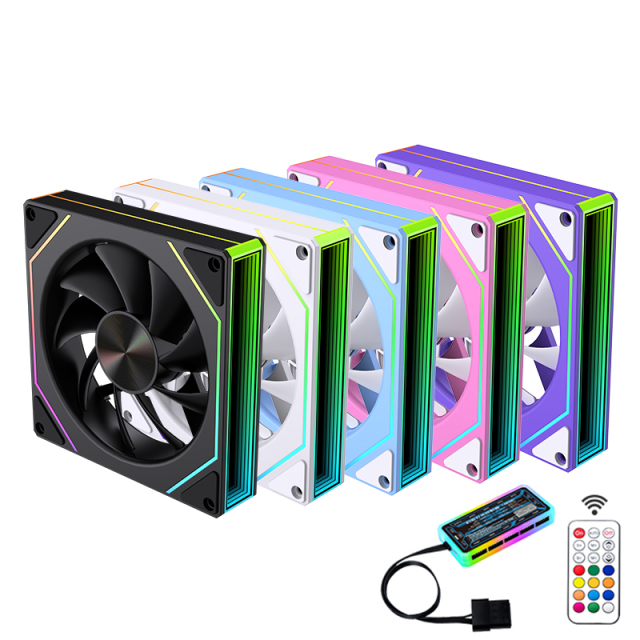 Cooler Fan RGB LED Low Noise CPU Cooling Fan PC Computer Case Heatsink 4pin Remote Hot Sale 12V Plastic RGB Fan