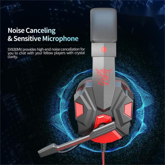 LED Light Stereo Gaming Headphones Headset Bass Surround USB Headband Noise Cancelling Gamer Headset With Mic for Computer PS4 P