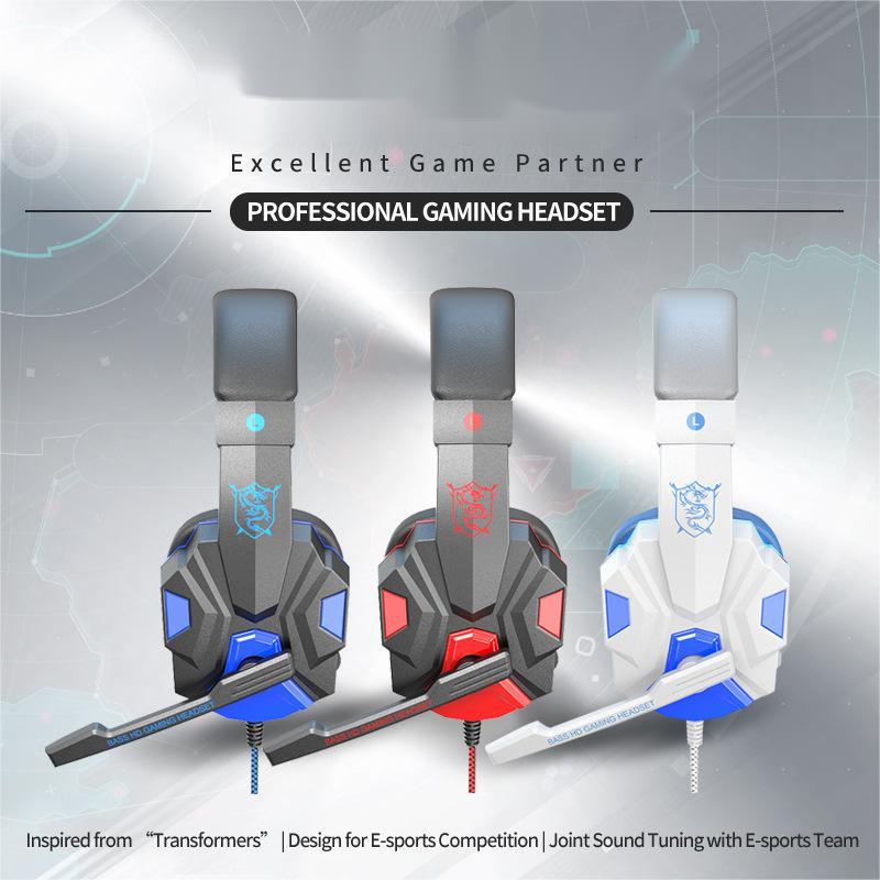 LED Light Stereo Gaming Headphones Headset Bass Surround USB Headband Noise Cancelling Gamer Headset With Mic for Computer PS4 P