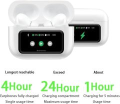 ANC+ENC Multifunctional Touch Screen in Ear 5.4 Bluetooth Earphones A12 Pro Stereo Sound Sport Earbuds