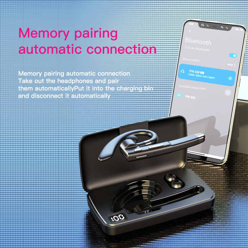 Earphone Bt 5.0 Wireless Headset Hanging Earhook Earphones Waterproof Sports Stereo Earbud Headset with Mic